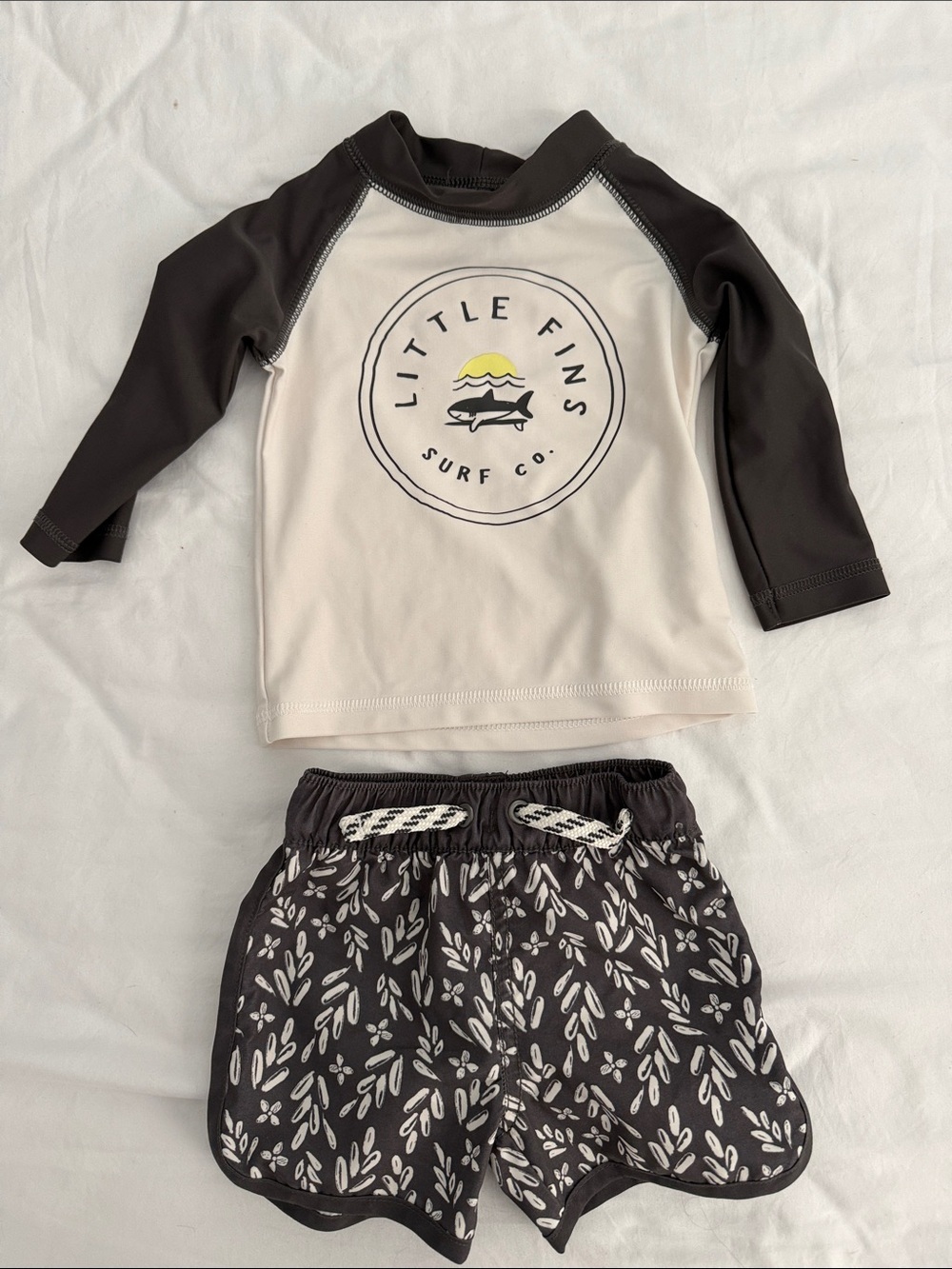 Baby swim Black & Cream Rash Guard Set 3-6months